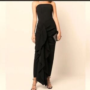 Solace London Black Thalia Strapless Gown